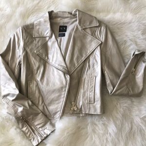 Metallic leather jacket